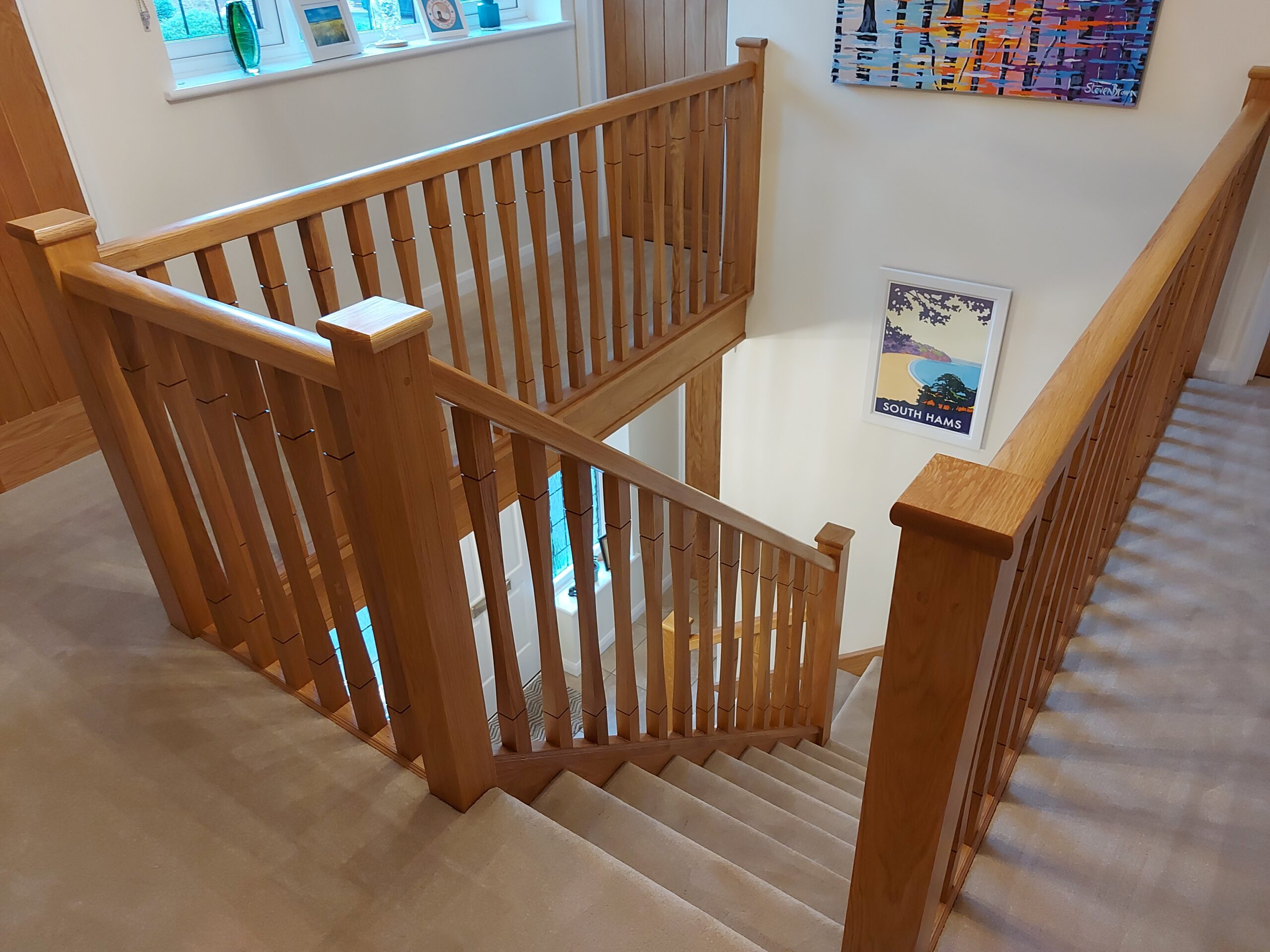 Wooden Staircase with carpet