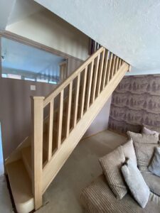 A new modern wooden staircase