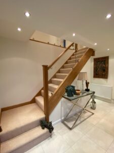 Wooden and Glass Staircase with Satin finish